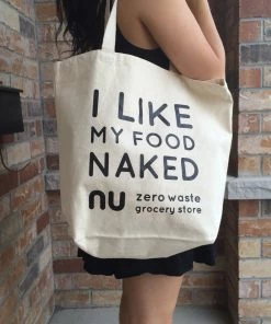 NU Grocery Bags & Containers “I Like My Food Naked” Large Cotton Tote